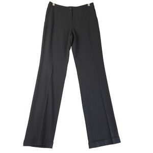 Vintage Chanel Trousers Womens 36 Black Wool Wide Leg Cuffed Pants Y2K Office